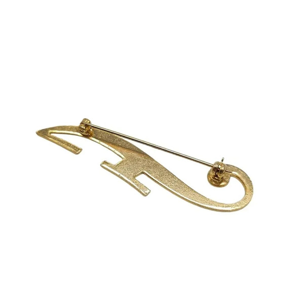 Letter F Brooch Pin Gold Tone Vintage - Picture 3 of 4